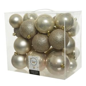 Kerstballen - 26x st - champagne - 6-8-10 cm - kunststof - kerstversiering