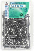 Spaanplaatschr. torx 4.0x30mm rvs 100st - Deltafix