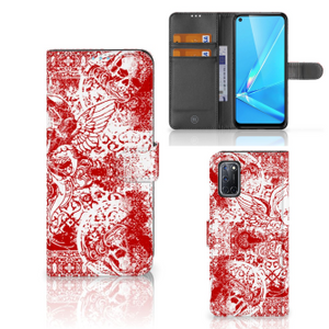 Telefoonhoesje met Naam OPPO A72 | OPPO A52 Angel Skull Rood