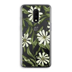 Wit bloemenpatroon: OnePlus 7 Transparant Hoesje