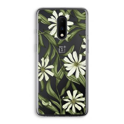 Wit bloemenpatroon: OnePlus 7 Transparant Hoesje