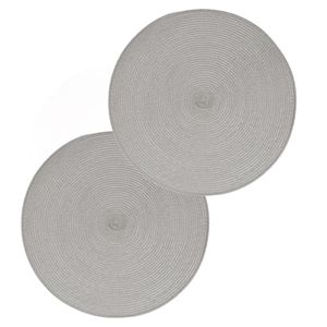 Set van 10x stuks placemats gevlochten kunststof lichtgrijs 38 cm