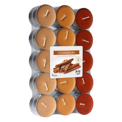 Geurkaarsen - 30x stuks - waxinelichtjes - kaneel - 4 branduren - theelichtjes - D4 cm