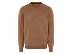 LIVERGY Heren merino wollen trui (S, Camel)