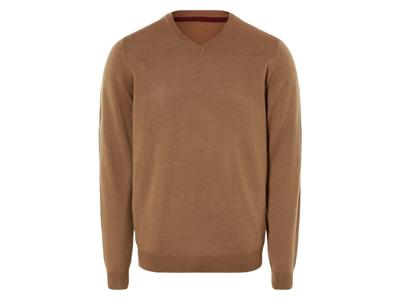 LIVERGY Heren merino wollen trui (S, Camel)