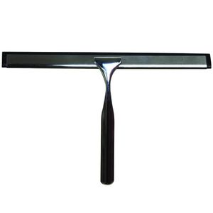 MSV Douche/badkamer raamwisser - kunststof - zwart - met ophang lus aan zuignap - 25 cm - Raamwissers