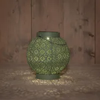 Anna's Collection Solar lantaarn metaal 18 x 19 cm sage groen warm wit