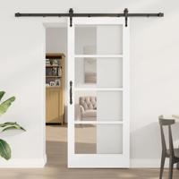 Schuifdeur met bevestigingsset Wit 83x202 cm Massief Hout Grenen