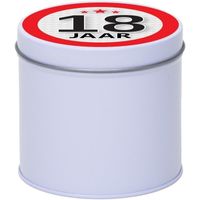 Cadeau/kado wit rond blik 18 jaar 10 cm - thumbnail