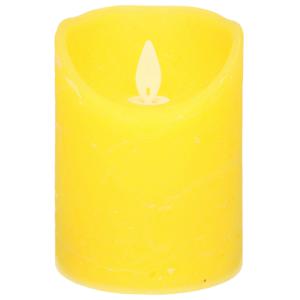 Led kaars/stompkaars - geel - H12,5 x D7,5 cm - wax - warm wit licht - bewegende vlam