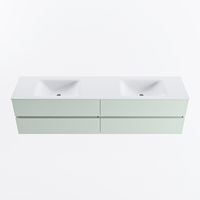 MONDIAZ VICA 190cm badmeubel onderkast Greey 4 lades. Wastafel CLOUD dubbel 2 kraangaten, kleur Talc.