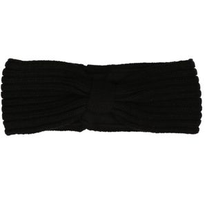 Zwarte gebreide winter hoofdband met strik voor dames   -