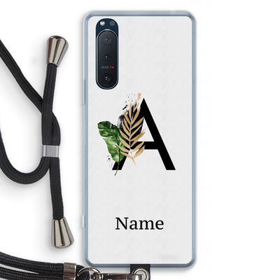 Charcoal Flora: Sony Xperia 5 II Transparant Hoesje met koord
