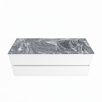 MONDIAZ VICA-DLUX 130cm badmeubel onderkast Talc 2 lades. Inbouw wastafel CLOUD rechts 1 kraangat, kleur Lava.