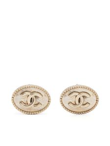 CHANEL Pre-Owned boucles d'oreilles ovales à logo (années 2000)