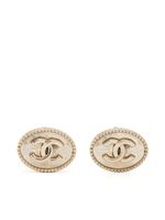 CHANEL Pre-Owned boucles d'oreilles ovales à logo (années 2000)