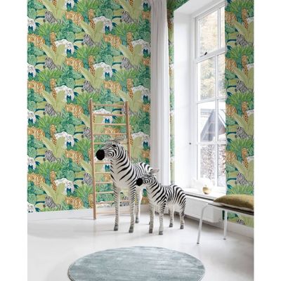 Noordwand behang good vibes jungle animals groen en zwart