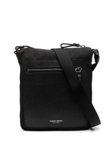 Giorgio Armani logo-debossed zip-fastening shoulder bag - Noir