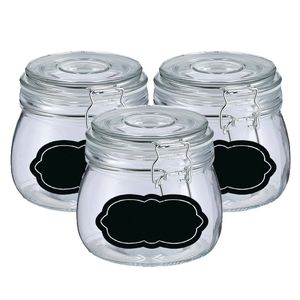 Weckpot/inmaakpot - 4x - 500 ml - glas - met beugelsluiting - incl. etiketten - Weckpotten