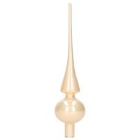 Decoris Kerst piek - champagne - 26 cm - glas - glans - kerstboompiek