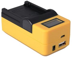 Compacte oplader voor Canon accu LP-E5 - met LCD en USB aansluiting