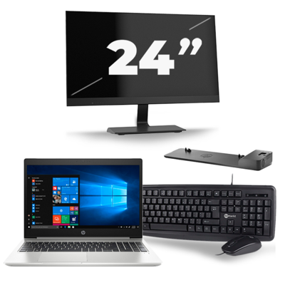 HP ProBook 450 G6 - Intel Core i5-8e Generatie - 15 inch - 8GB RAM - 256GB SSD - Windows 11 + 1x 24 inch Monitor