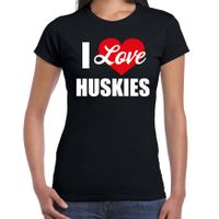 I love Huskies honden Husky t-shirt zwart voor dames