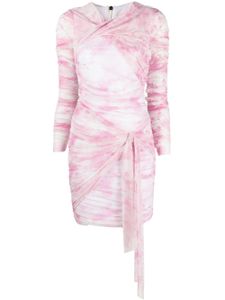 MSGM robe courte froncée à imprimé tie dye - Rose