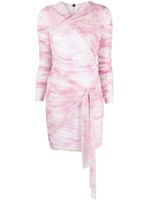 MSGM robe courte froncée à imprimé tie dye - Rose - thumbnail