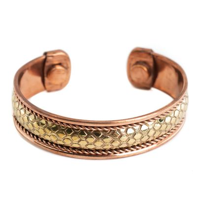 Koperen Magneet Armband "Honeycomb"
