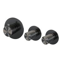 Inbouwthermostaat Brauer Gunmetal Carving en 2 Stopkranen Met in- en Afbouwdelen Geborsteld Gunmetal Brauer - thumbnail