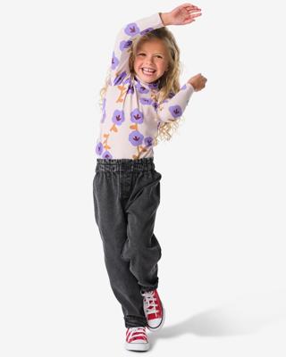 HEMA Kinderjeans omkeerkeerbaar effen en print zwart (zwart)