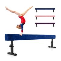 Verstelbare Evenwichtsbalk 226 cm Hoge en Lage Gymnastiekbalk met 3 Hoogtes Blauw