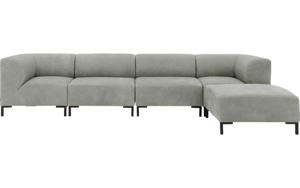 Goossens Excellent Bank Marshall Met Hocker groen, leer, 2 x 1,5-zits, urban industrieel