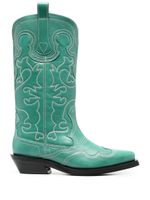 GANNI bottes d'inspiration western à broderies - Vert