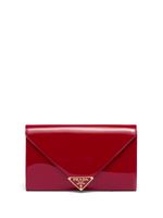 Prada pochette en cuir à logo triangle - Rouge