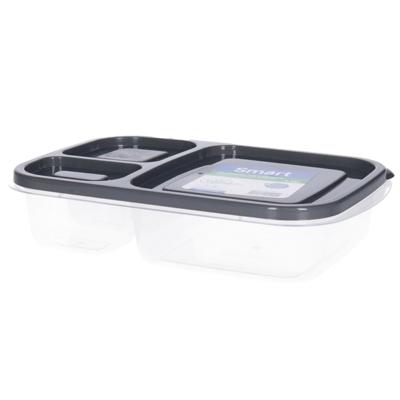 Vershoudbakjes - 1.15L - 3-vaks - 23 cm - mealprep - bewaarbakjes - antraciet