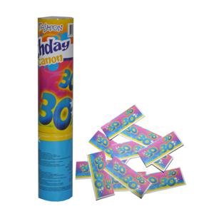 Party popper/confetti shooter - verjaardag 30 jaar - papier - multi kleuren - 20 cm