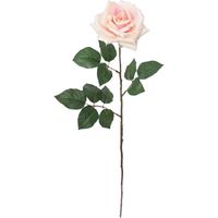 Kunstbloem roos Emily - licht roze - 66 cm - kunststof steel - decoratie bloemen