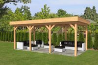 Lariks/Douglas Overkapping Oslo L type 5 blank 690x380 cm- Plat dak- Onbehandeld lariks Douglas hout- Tuindeco