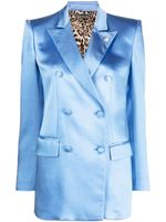 Philipp Plein blazer satiné à boutonnière croisée - Bleu - thumbnail