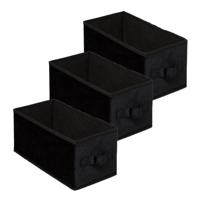 Opbergmand/kastmand - Set van 3x stuks - zwart - 7 liter - 31 x 15 x 15 cm - Opbergboxen - Vakkenkas