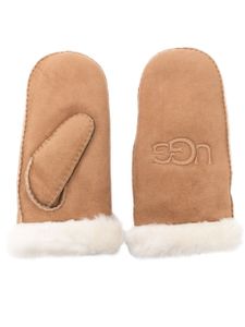 UGG mitaines en peau lainée à logo brodé - Marron