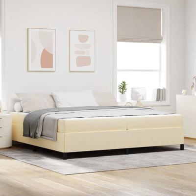 Boxspring bed Crème, Zwart 200 x 200 cm Stof, Engineered Hout