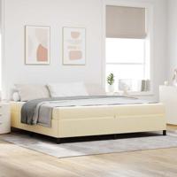 Boxspring bed Crème, Zwart 200 x 200 cm Stof, Engineered Hout
