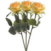 Kunstbloem roos Simone - geel - 45 cm - decoratie bloemen   - - thumbnail
