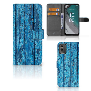 Nokia C32 Book Style Case Wood Blue