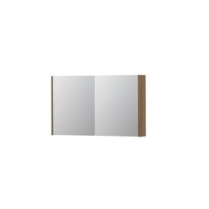 INK SPK1 Spiegelkast - 100x14x60cm - 2 deuren - dubbelzijdige Spiegel - schakelaar en stopcontact - MDF Fineer Ash grey 1110672