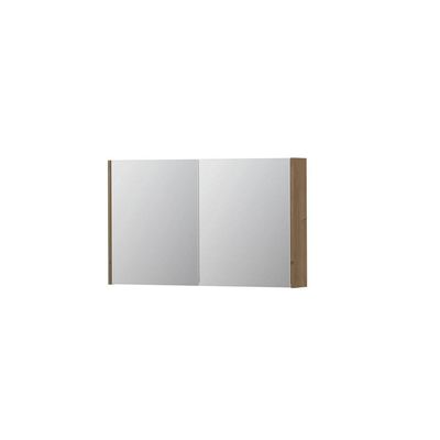 INK SPK1 Spiegelkast - 100x14x60cm - 2 deuren - dubbelzijdige Spiegel - schakelaar en stopcontact - MDF Fineer Ash grey 1110672
