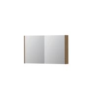 INK SPK1 Spiegelkast - 100x14x60cm - 2 deuren - dubbelzijdige Spiegel - schakelaar en stopcontact - MDF Fineer Ash grey 1110672